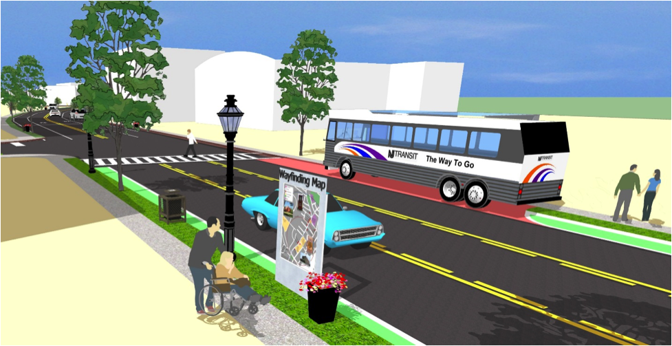 Rendering of Main Street, West Orange, NJ as Complete Street