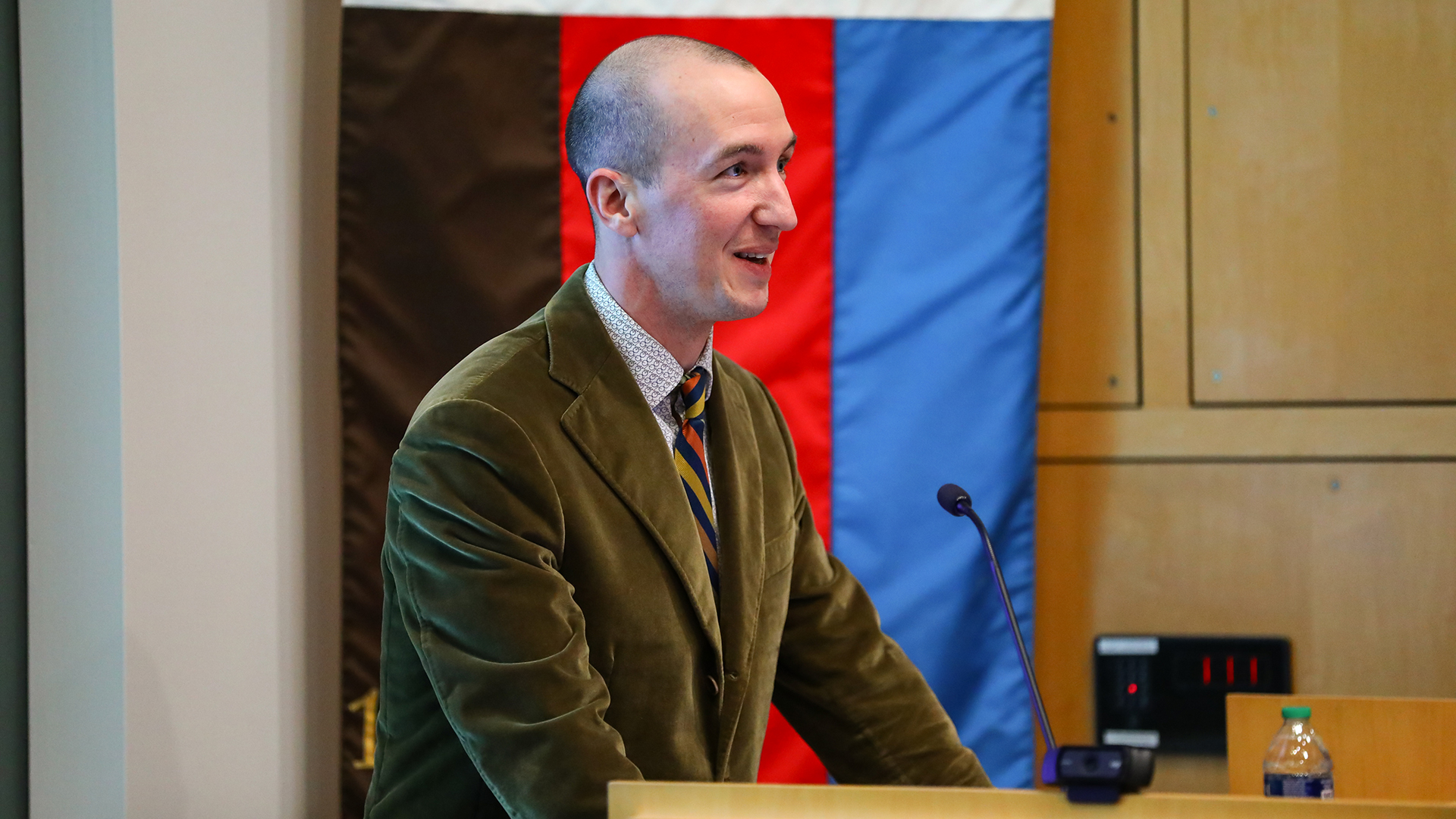 Henry Grabar speaks at the Bloustein School's Meck Memorial Lecture on December 6, 2023.