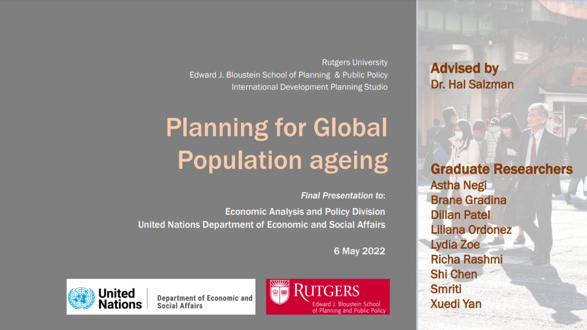 Planning for Global Population Ageing Planning for Global Population Ageing