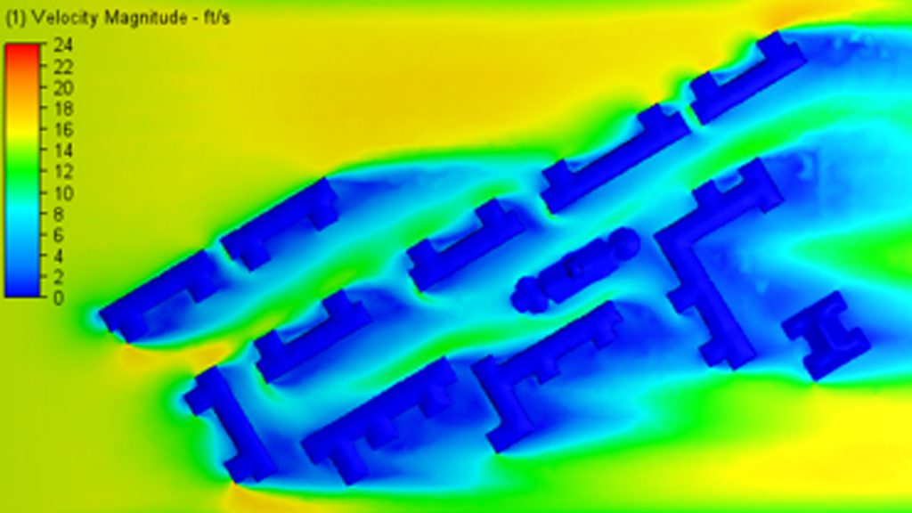Digital Twin simulation of local air movement, site A in Elizabeth, NJ.