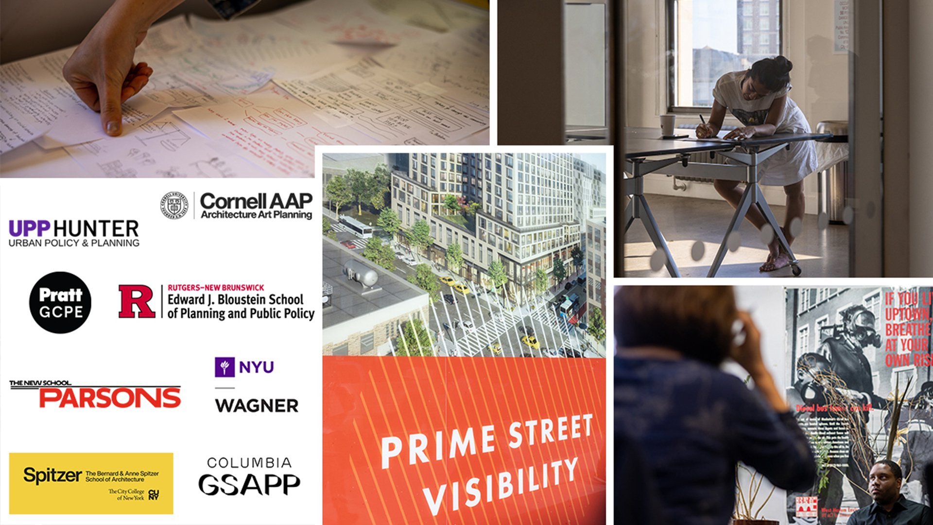 Website Banner Image collage for 2024 All NYC Region Planning School's Virtual Open House