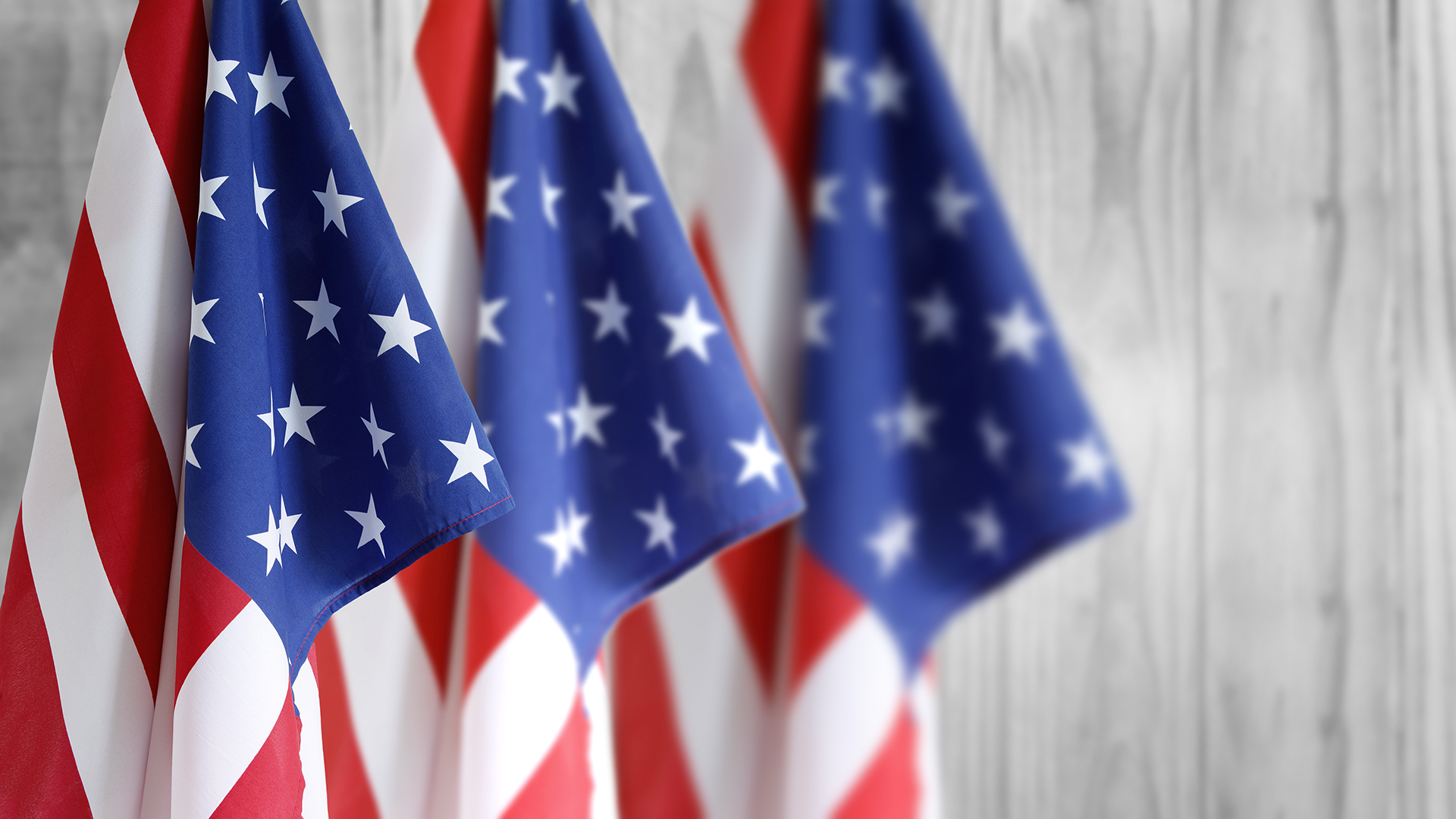 Three American flags Three American flag and wooden boards